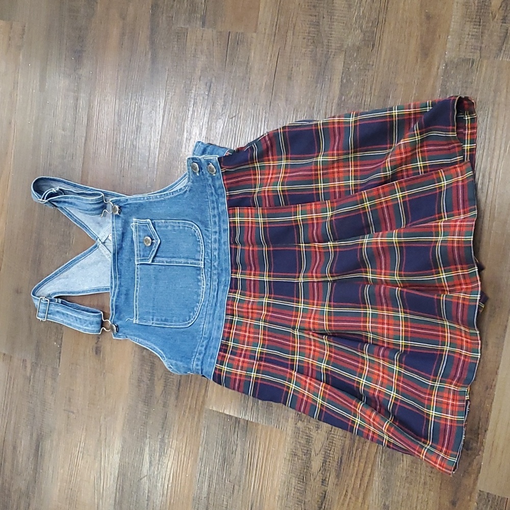 No boundaries 90s plaid and denim shortall - Picture 3 of 9